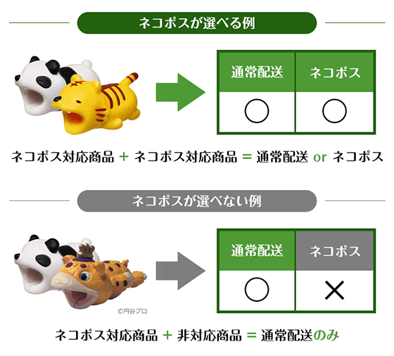 ネコポスが選べる例、選べない例